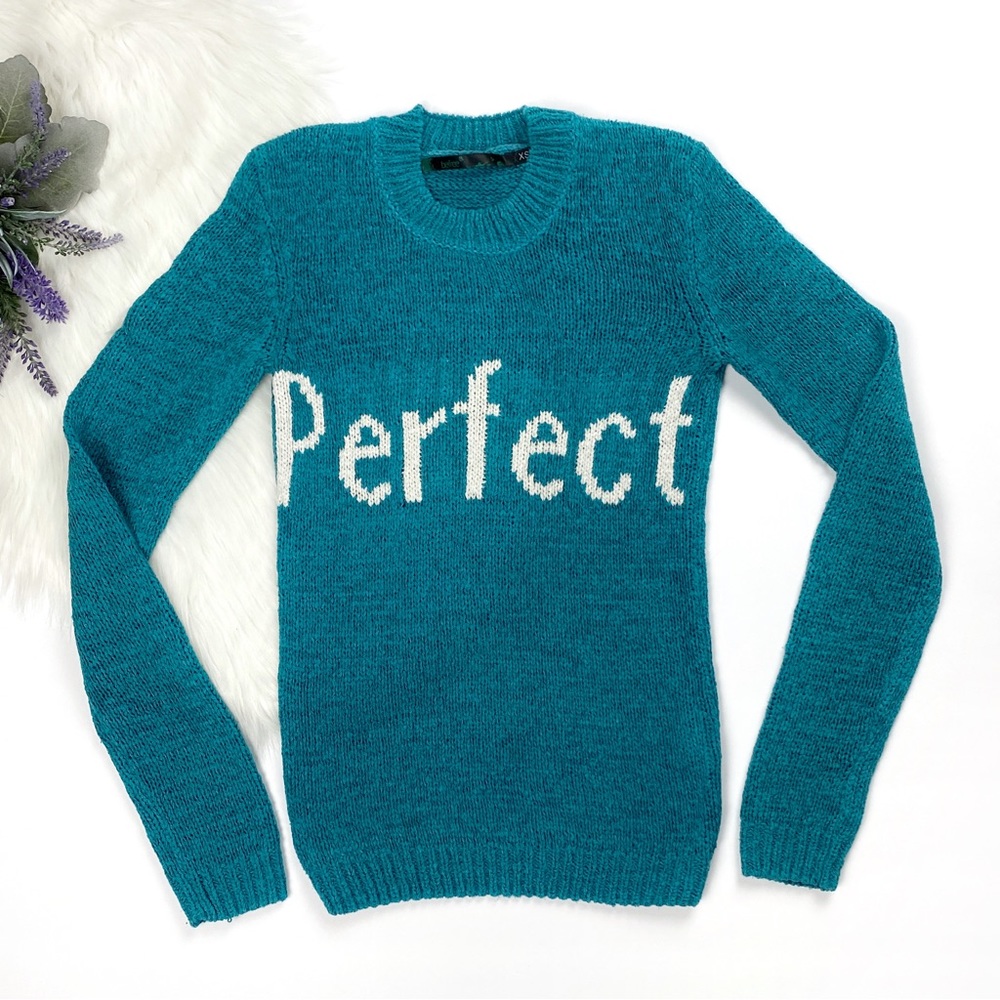 Befree Women's Long Sleeve Crew Neck Knitted Sweater Teal Size XS
